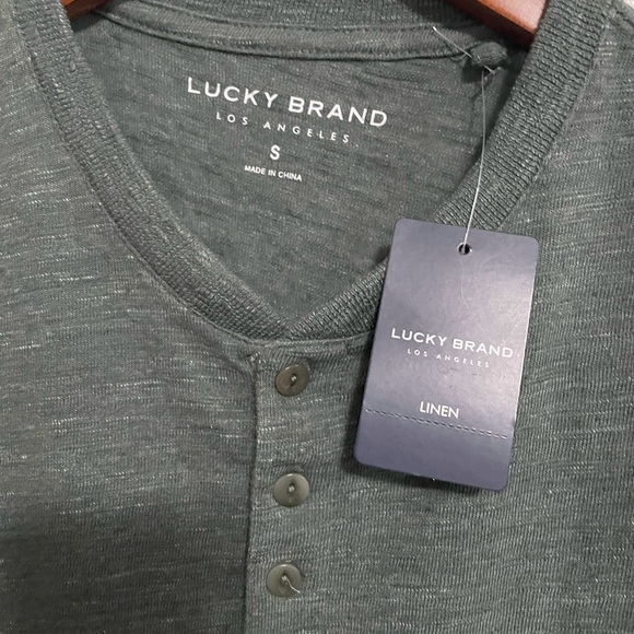 NWT Men Lucky Brand green linen shirt short sleeve - Picture 4 of 7